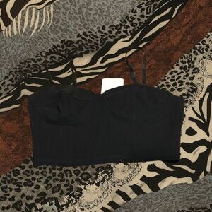 Black Bustier Spaghetti Strap Crop top - Urban Outfitters